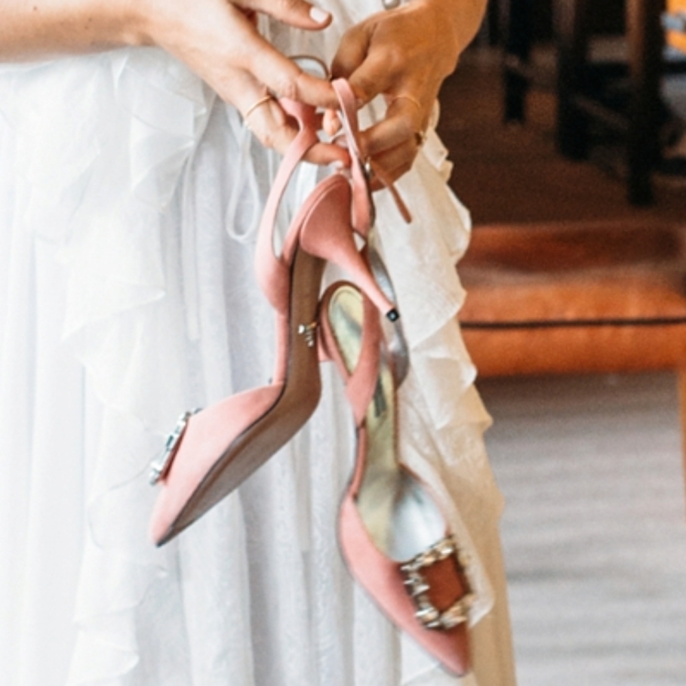 Prada Crystal Buckle Jewel Sandals In Pink Suede!